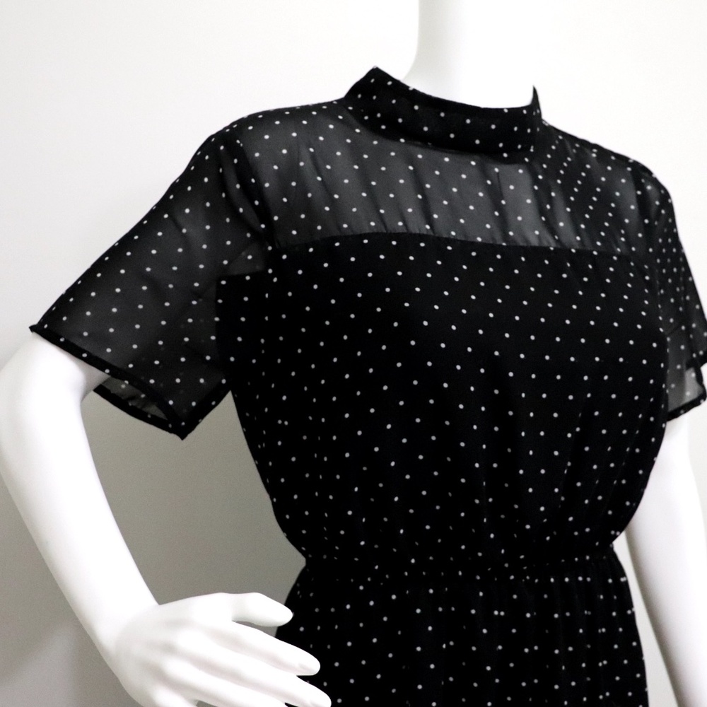 Altar Black + White Dot Knee Length Dress